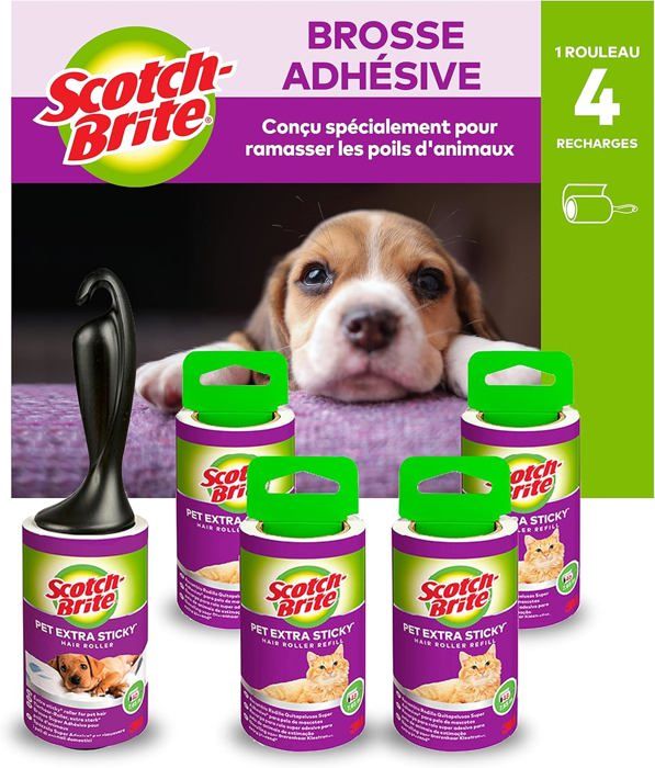 Meilleurs prix pour Rouleau Super Adhésive Pour Poils Animaux, 48 Feuilles + 4 Recharges De Brosse Extra Adhésive