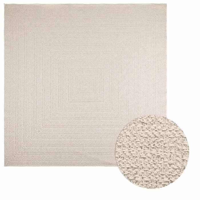 vidaXL Tapis ZIZUR crème 240x240 cm aspect de jute intérieur extérieur tapis dextérieur tapis de sol tapis dintérieur 4010369