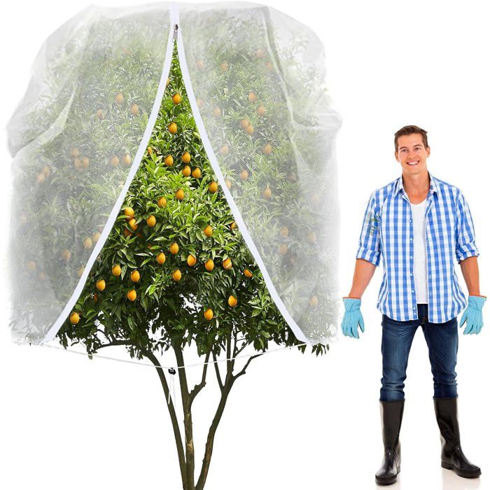 Filet De Protection Pour Arbres Fruitiers 2x1.8m | Filet Anti Oiseaux Et Insectes Avec Fermeture Eclair Cordon Housse Pour Plantes Respirant Blanc 98820876