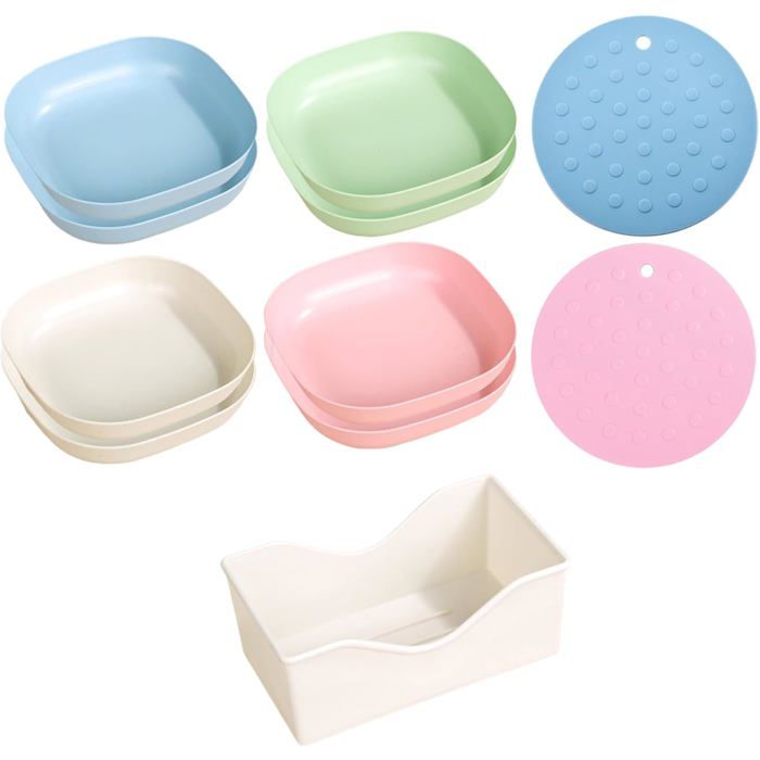 Lot de 8 gamelles plates pour chat 2 tapis antidérapants gamelles pour chatons et chiots