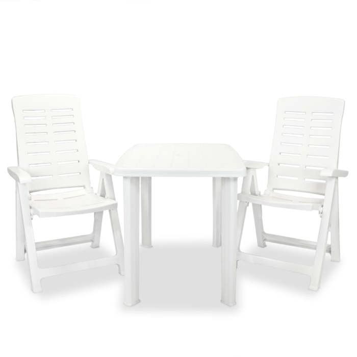 Salon de Jardin-Ensemble de bistro 3 pcs Plastique Blanc - Table + 2 Chaises de jardin(573574)DLEB