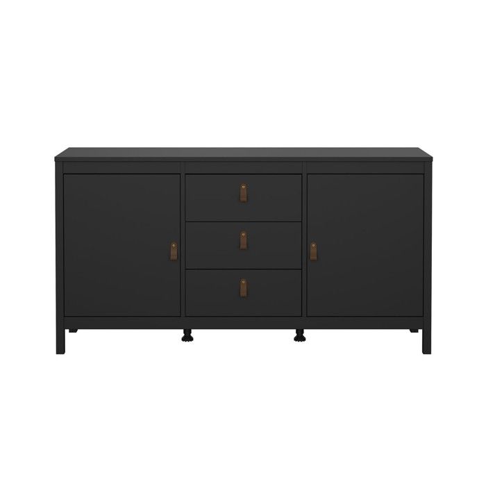 CALICOSY - Buffet 2 portes et 3 tiroirs noir mat L151cm - BARCELONE - Noir
