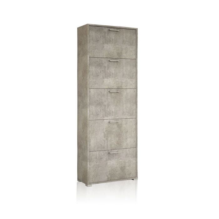 MEUBLE À CHAUSSURES GRIS EFFET BÉTON AVEC 5 PORTES À DOUBLE PROFONDEUR MEUBLE À CHAUSSURES GRIS EFFET BÉTON AVEC 5 PORTES À DOUBLE PROFONDEUR