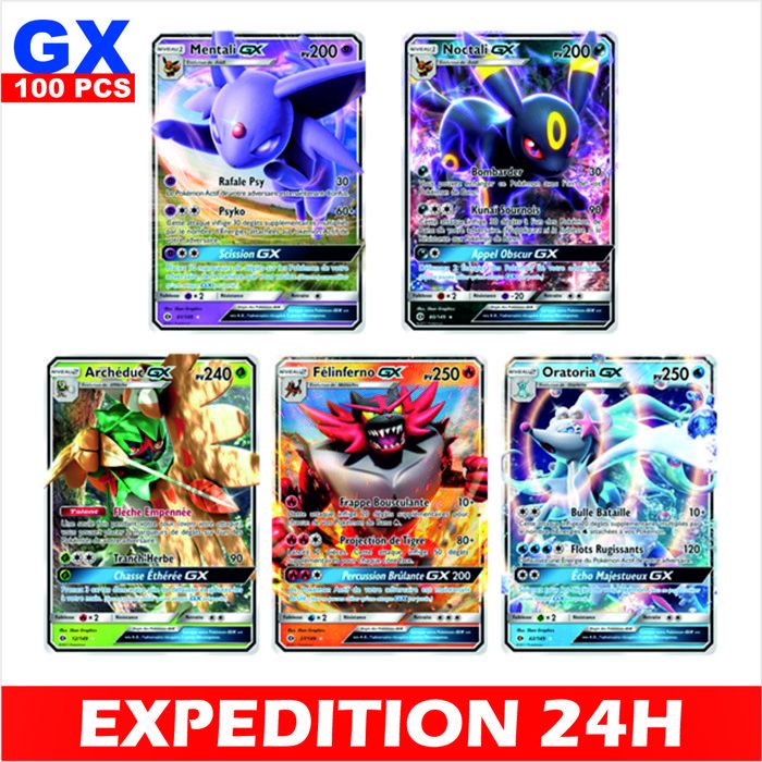 Cartes de jeux - ZISONIX - Pokémon - Lot de 100 cartes - Cadeau créatif - Pour enfants à partir de 6 ans