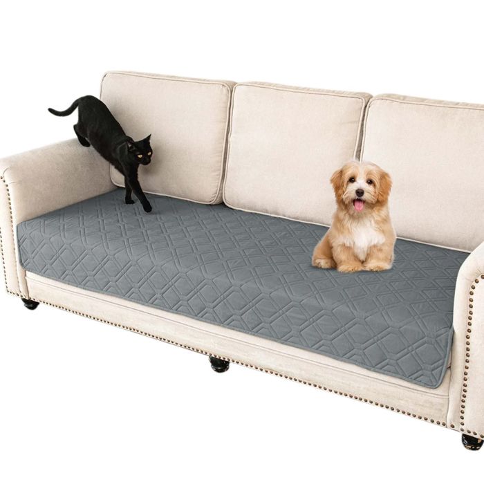 Housse canapé lavable antidérapante chien chat chiot protection légère durable 76x180 cm gris Label