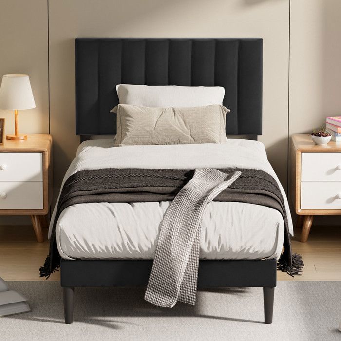 Lit Simple 90x200CM avec sommier Lattes - Tête de lit réglable - AURALUM MAX - Cadre de Lit Adulte - 12 Lattes en bois - Noir Lit Simple 90x200CM avec sommier Lattes - Tête de lit réglable - AURALUM MAX - Cadre de Lit Adulte - 12 Lattes en bois - Noir