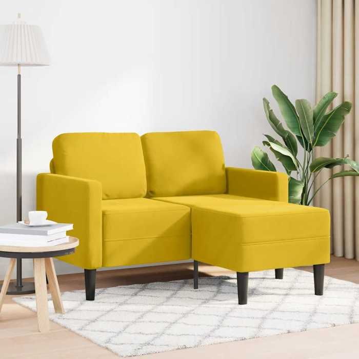 NEW 2026 Canapé moderne - Design ergonomique - pour salon - 2 places avec méridienne en L jaune 125 cm velours L2853