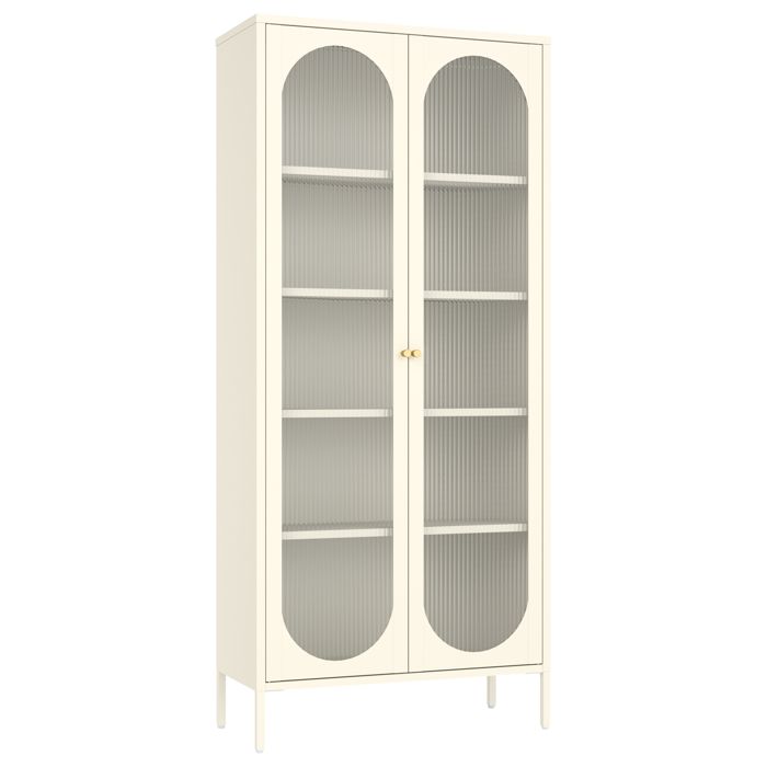 Armoire en métal blanc et verre 180cm YASMINE Armoire en métal blanc et verre 180cm YASMINE