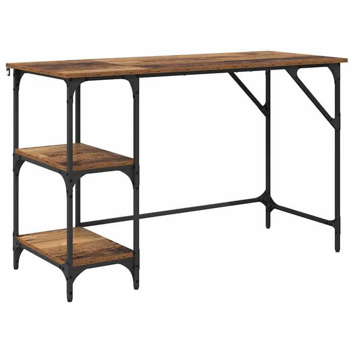 En solde Bureau industriel - UU - Avec 3 étagères - Poids maximal: 60 kg - Bois Ancien 120x50x75 cm Bois dingénierie L5359
