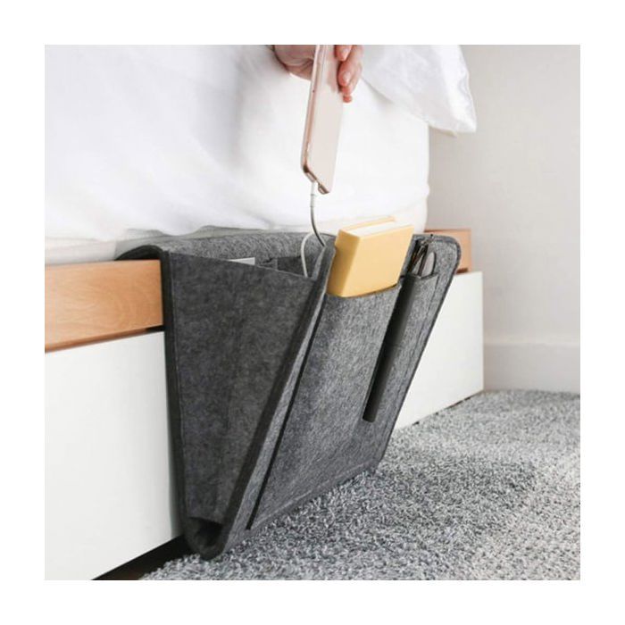 Sac de rangement pour lit pochette de lit en feutre organiseur de lit poche de lit