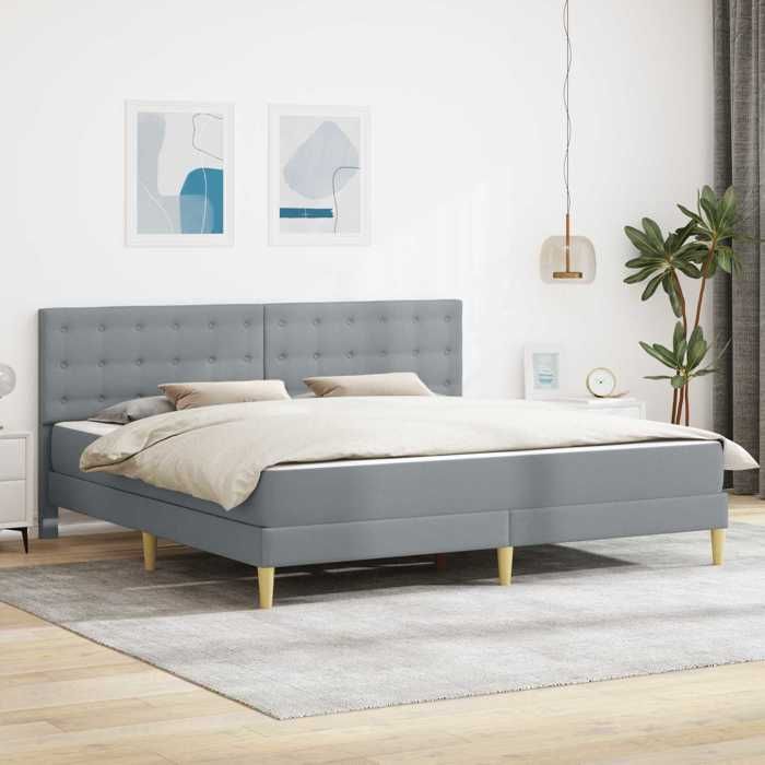 vidaXL Cadre de lit avec matelas Gris clair 180 x 200 cm tissu 3415123
