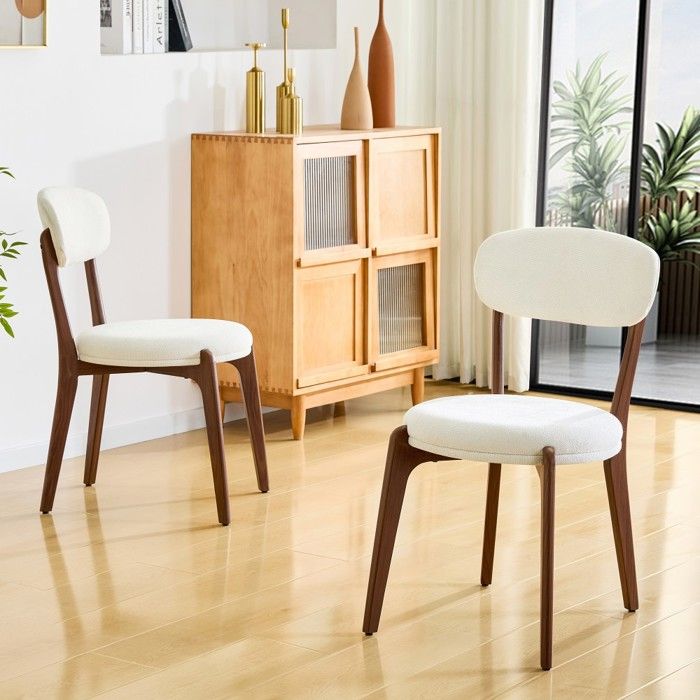 Lot de 2 Chaises Blanches 48.5x55.5x84cm Lin Coussin Assise Moderne Médiéval Cuisine Salle À Manger