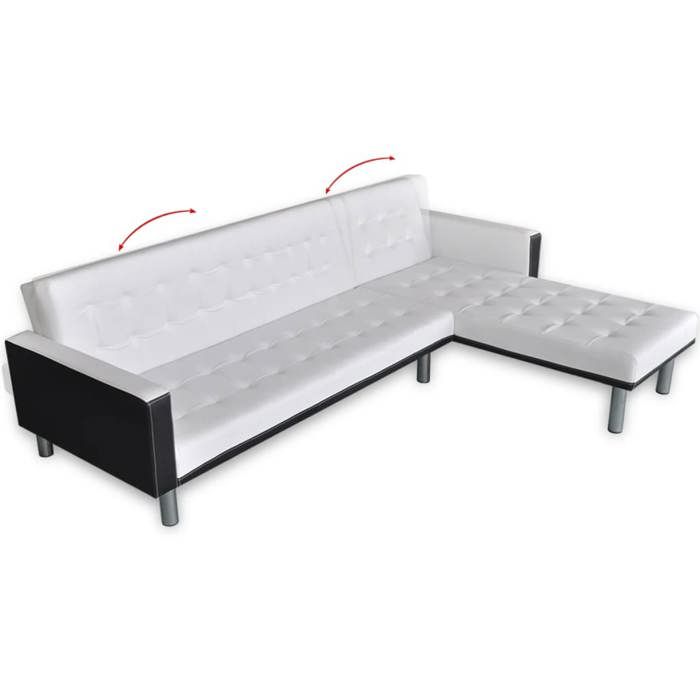 Canapé-lit - SOFA 2 en 1 - en forme de L - similicuir blanc - (par siège) : 110 kg C2468