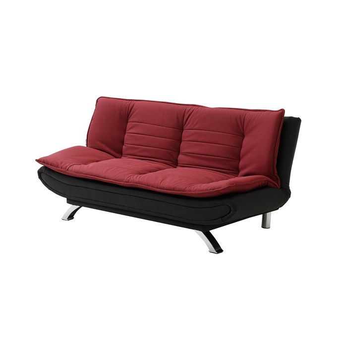Canapé convertible clic-clac en tissu rouge et noir DEMIDO