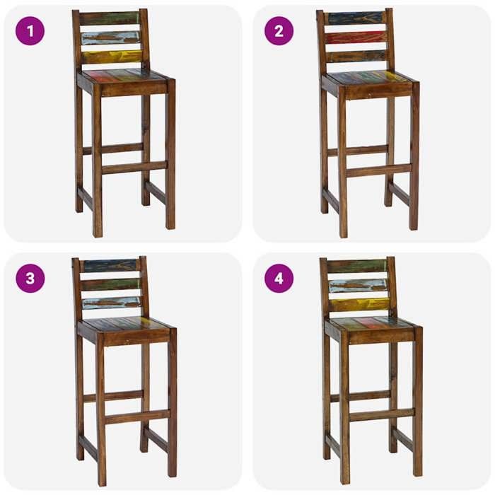 Lot de 2 tabourets de bar - vidaXL - bois massif - multicolore - 110 kg par siège - 40 x 44 x 106 cm okg10whlx47s