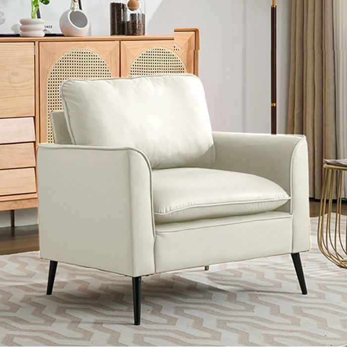Fauteuil de relaxation scandinave 1 place en simili cuir blanc avec accoudoirs tête et lombaire montage facile ORVRYN