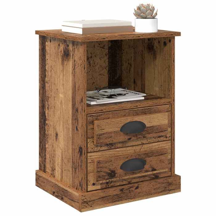 Cabinet de chevet - vidaXL - Bois Ancien - 36x43x60 cm - bois d’ingénierie - Espace de rangement - 3 tiroirs - Capacité 60 kg 643865
