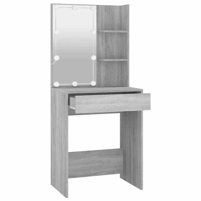 Magnifique Coiffeuse avec LED sonoma gris 60x40x140 cm - design polyvalent - pour maison - Gris 22 kg 2026_405064