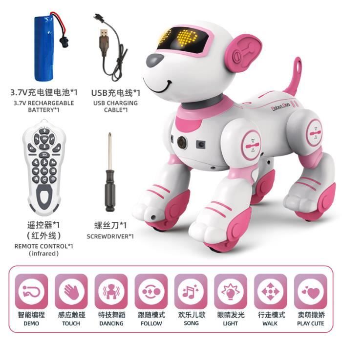 Rose-Chien robot électronique RC pour enfants, chien cascadeur, commande  vocale programmable, sens tactile, m - Cdiscount