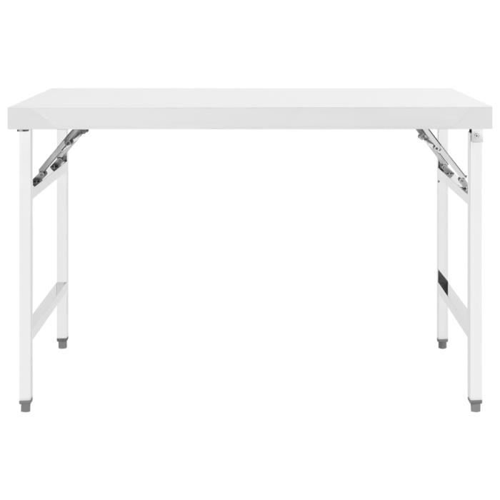 Table de travail pliable - AKOZON - 120x60x80 cm - Acier inoxydable - Argenté - Design contemporain