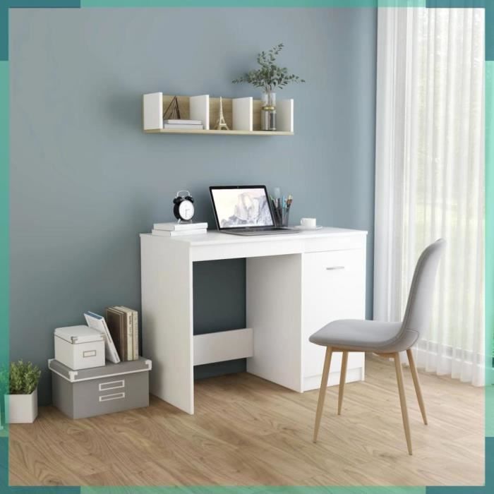 Bureau Blanc 100x50x76 cm Bois dingénierie-FHE801796