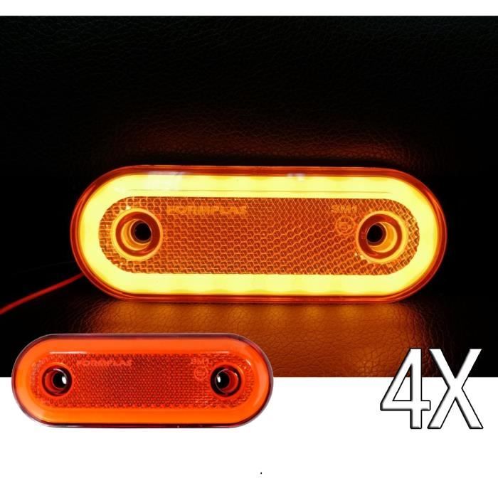 4 X Feux De Gabarit 12-24v LED Néon Orange 110/44mm Latéraux Pour Caravane Van