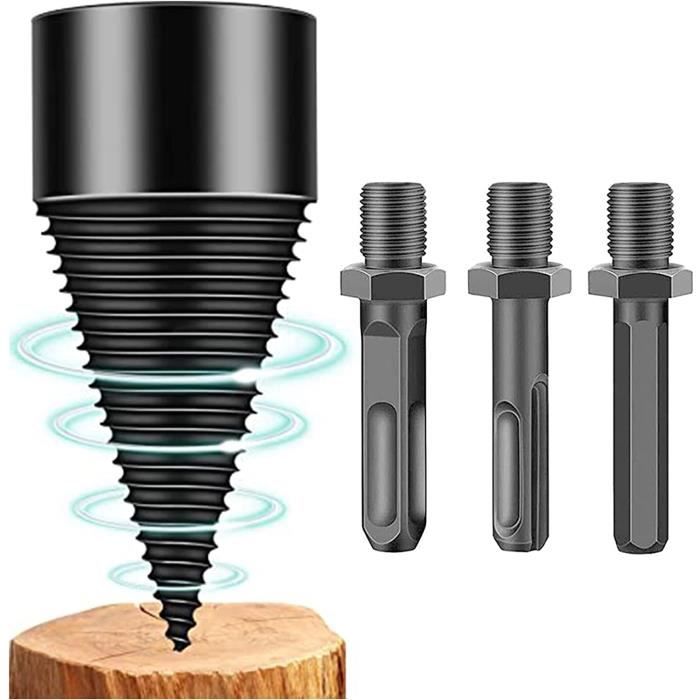 Kit Fendeur à Bois Pour Perceuse - 2 Cônes 42mm + 32mm + 4 Poignées - Acier Carbone - Herbst