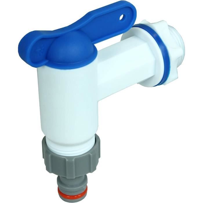 Lot 2 Robinets Écoulement Citerne Eau De Pluie 3/4" + Ruban D'Étanchéité – Robinet Jardin Noir Robuste & Facile à Installer