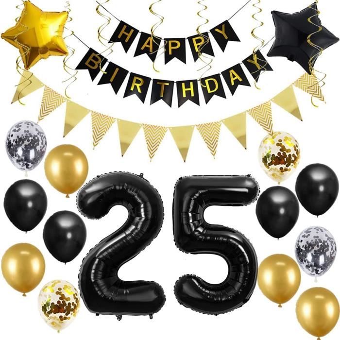 Lot 25 Tourbillons Suspendus 25 Ans – Noir & Doré Pailleté Anniversaire