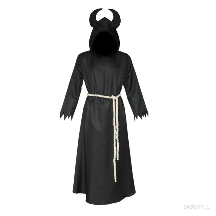 Cape Halloween Marron à Capuche - Déguisement Adulte Unisexe - Style Sorcier/Vampire - Polyester Lavable