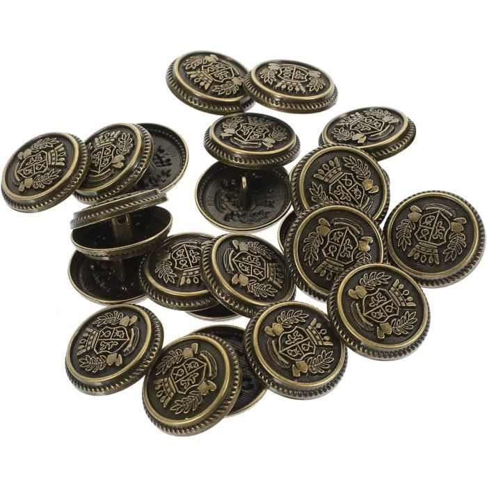 10 Boutons Rétro Métal Bleu Antique - Motif Fleur - Pour Customiser Vêtements Et Créations DIY