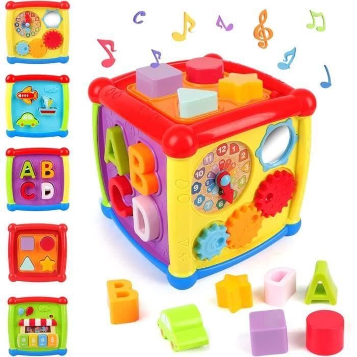 Jouet Musical Bébé Cube Jouet d'éveil 18 Mois,Jouets d'activité et de développement Jeux Educatif Cadeau pour Garçons Filles 1 2