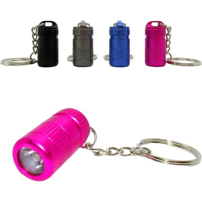 mini lampe de poche led porte clé rose petite 3cm légère 12g | piles incluses | mini lampe torche led ultra puissante etanche[a905]