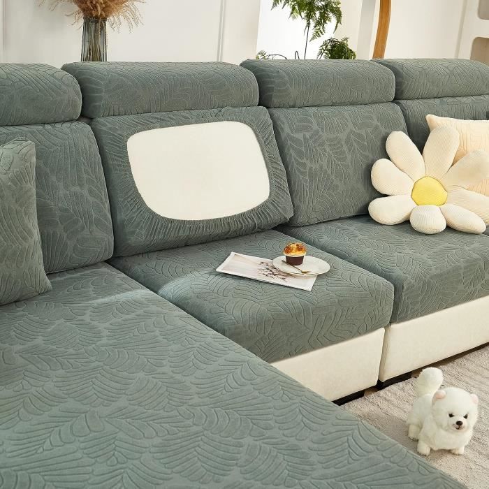 Housse De Coussin Canapé Taille M - Verte, Antidérapante, Lavable, Universelle (95% Polyester, 5% Élasthanne)