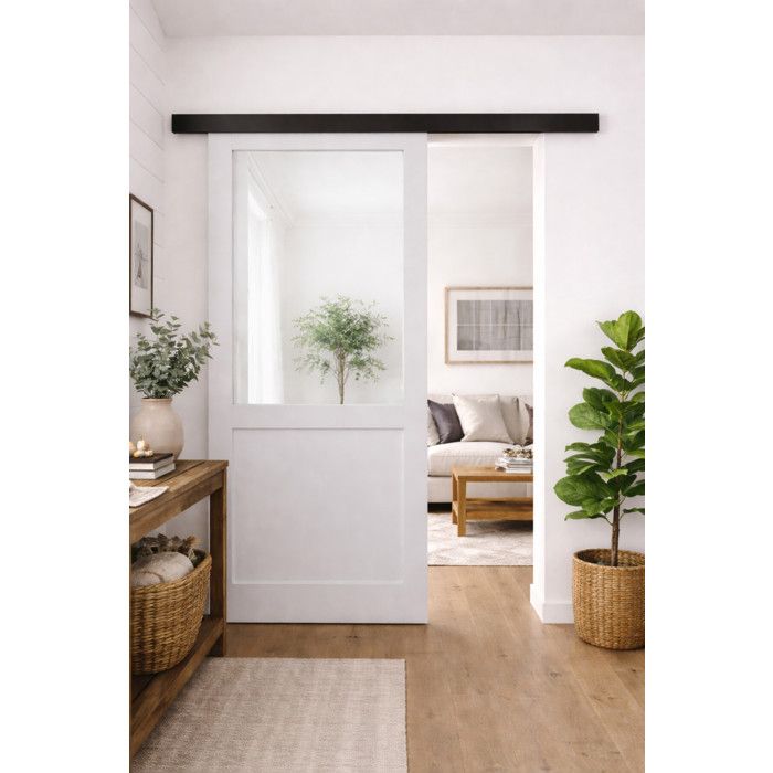 Porte Coulissante Atelier Blanc H204 X L73 Sans Meneau, Rail Roulettes Gd Menuiseries | Leroy Merlin