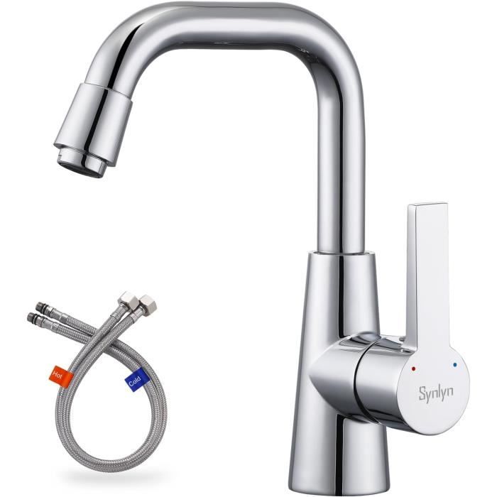 Robinet Lavabo Haut Ulytid - Mitigeur Rotation 360° - Chromé Design Moderne - Pour Salle De Bain