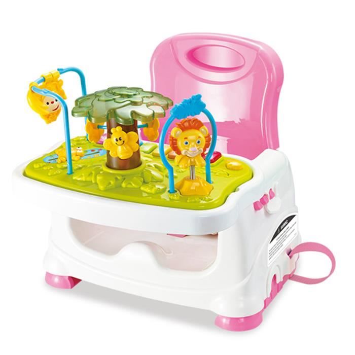 Rehausseur De Chaise Confort Pour Enfant Reglable En Hauteur Tablette Amovible Avec Le Plateau De Jeu Rose Cdiscount Puericulture Eveil Bebe