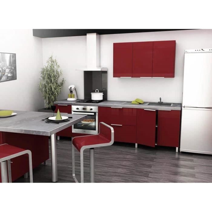 Cuisine Type 2M60 - 260cm - Bordeaux - Cuisine complète