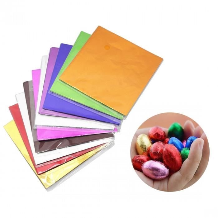 Aofocy Papier demballage Bricolage Papier daluminium Feuilles de Papier daluminium pour lemballage de Bonbons au Chocolat Utiliser 100PCS Rouge 