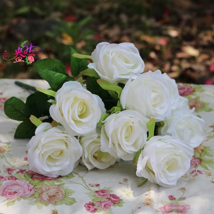 Fleur artificielle premium romantique rose 10 grosses ...