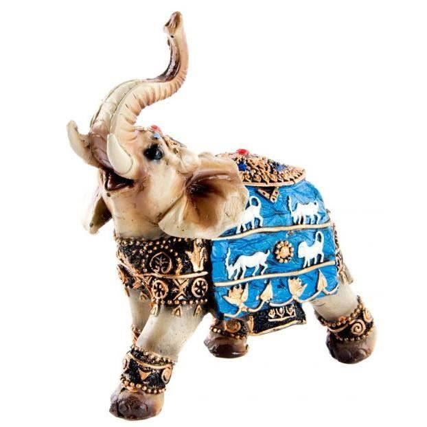 Statuette Eléphant Ethnique En Résine - 18 Cm - Décoration Animaux