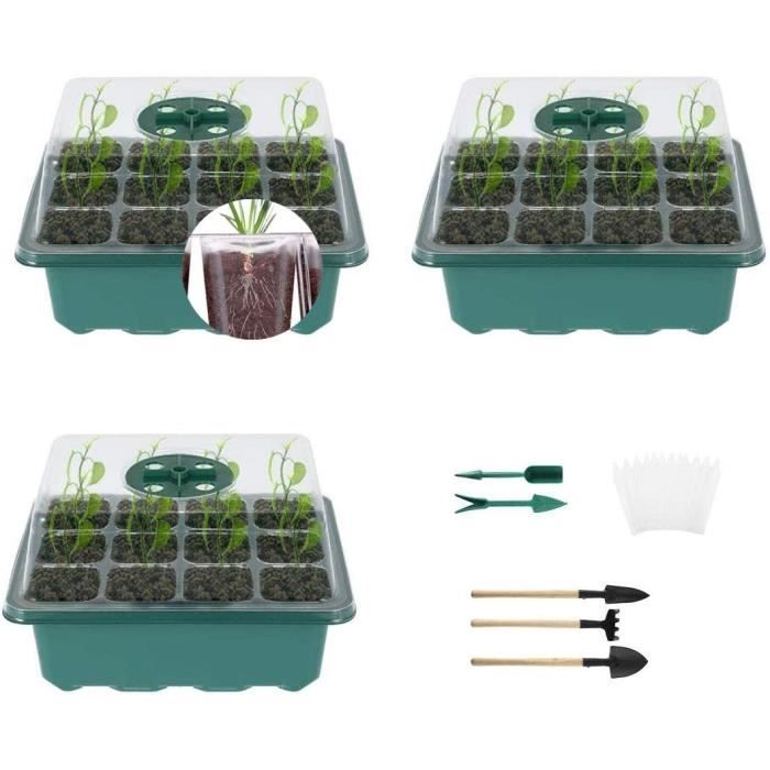 Lot De 10 Mini Serres Pour Semis - 120 Cellules, Avec Couvercle, Plateau De Culture, Propagateur Jardin - 2