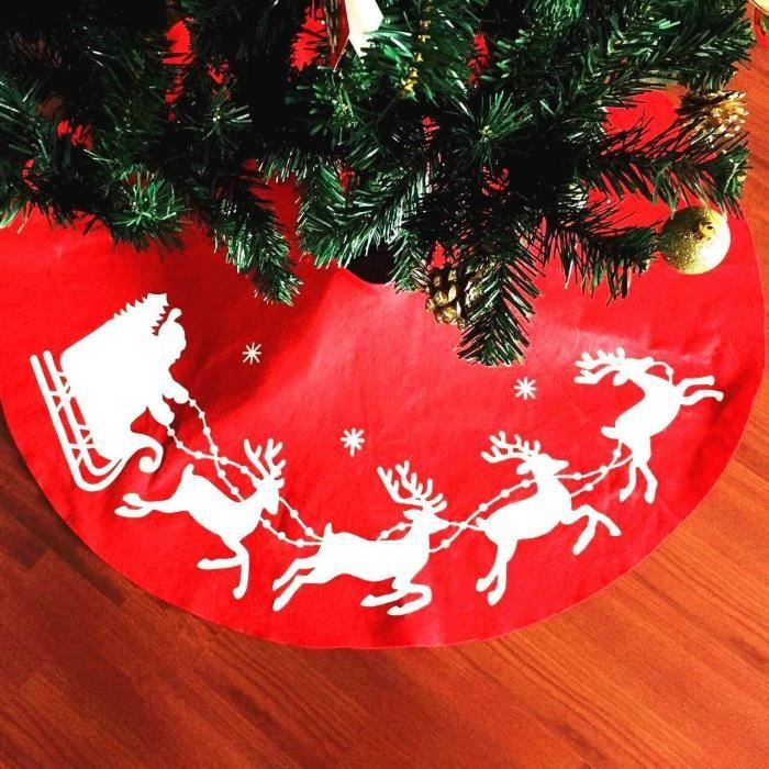Tapis de sapin de Noël avec renne de Père Noël pour décoration de fête