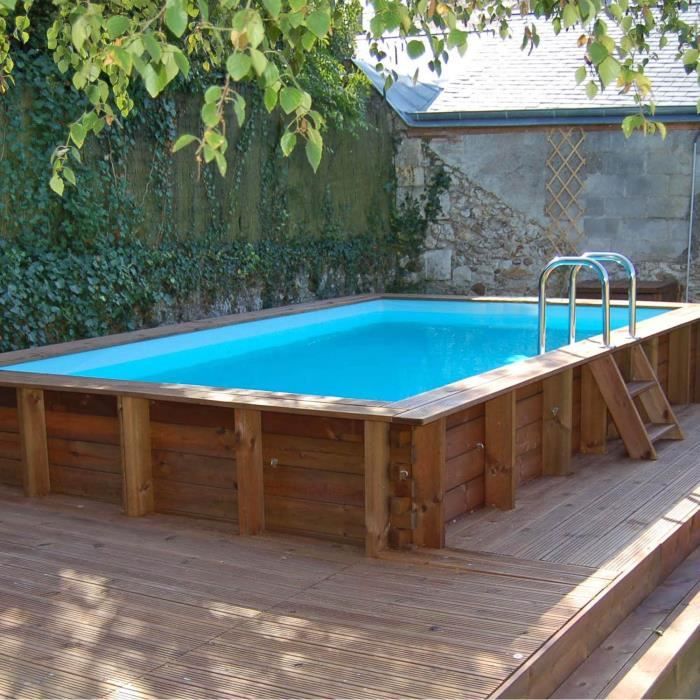 Piscine Bois Rectangulaire Lagos 4 27 M X 2 77 M X H 1 33 M Couleur Liner Bleu Achat Vente Piscine Piscine Bois Rectangulaire Cdiscount
