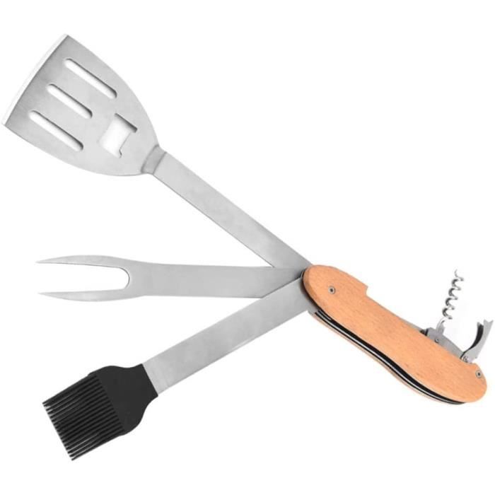 Kit BBQ 9 Pièces Acier Inoxydable - Spatule, Pince, Couteau... Avec Boîte - Pour Grillade Extérieur