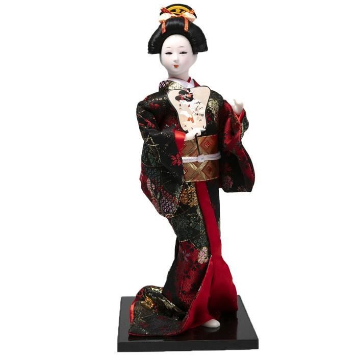Poupee Asiatique Traditionnelle Kimono Rouge Et Noir Cdiscount Jeux Jouets