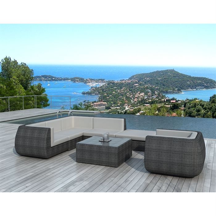 Salon De Jardin Ronde Gris Coussin Gris Sd2003 Achat Vente