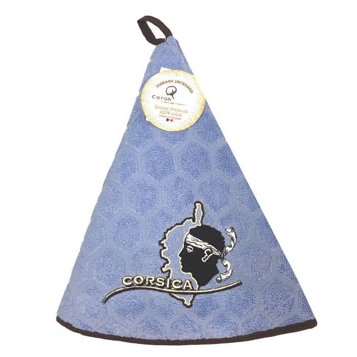 Essuie-main Rond En éponge Jacquard - Motif Provence Lavande, Diamètre 70cm, Coton 550g/m²