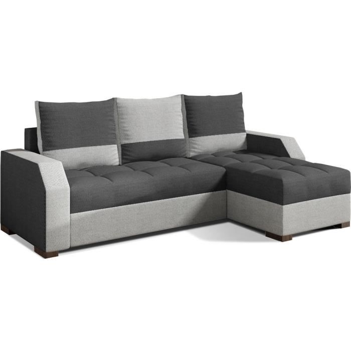 Canapé dangle convertible - ARTE - en tissu de qualité - gris foncé et gris clair 3/4 places angle droit (vu de face) Canapé dangle convertible - ARTE - en tissu de qualité - gris foncé et gris clair 3/4 places angle droit (vu de face)
