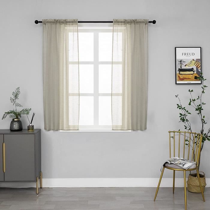 Rideau En Voile Transparent Uni Boyouth - 150 X 270 Cm - Couleur Café Foncé - 1 Panneau Pour Chambre, Salon, Hôtel